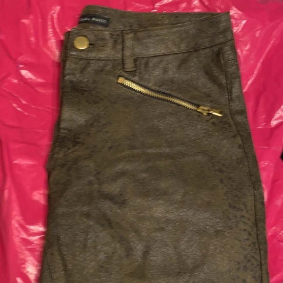 ZARA Python Snakeskin Suede Stretchy Skinny Jeans w/ ankle zips!!! Size 6 - Picture 10 of 16